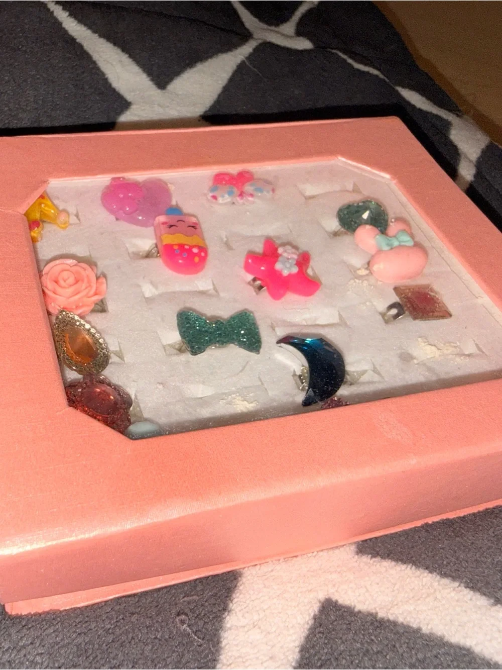 Source Unknown Pink and Blue Kids Ring Set